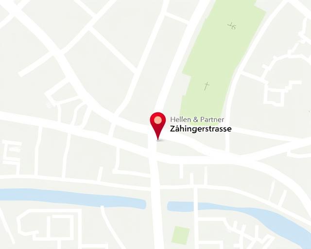 Karte, die den Standort von Helfen & Partner in der Zähringerstrasse in Zürich zeigt.